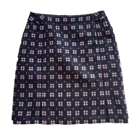 BODEN British Tweed by MOON •PinkGreenBlue Check Wool Skirt US 10 Long - Picture 1 of 9